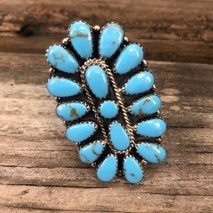 Sterling/Turquoise Cluster Ring